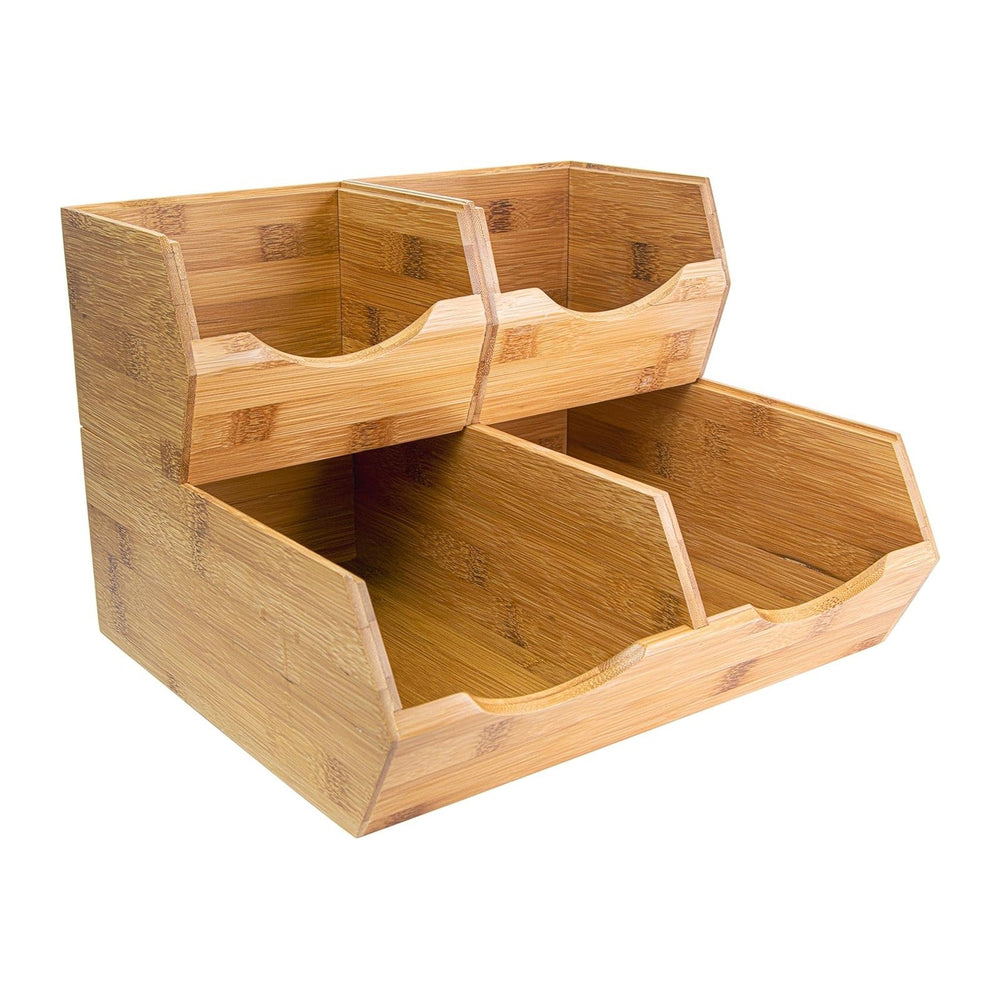 HOMESTEAD Bamboo Pantry Storage Bins – Stackable Potato & Onion Storage B...
