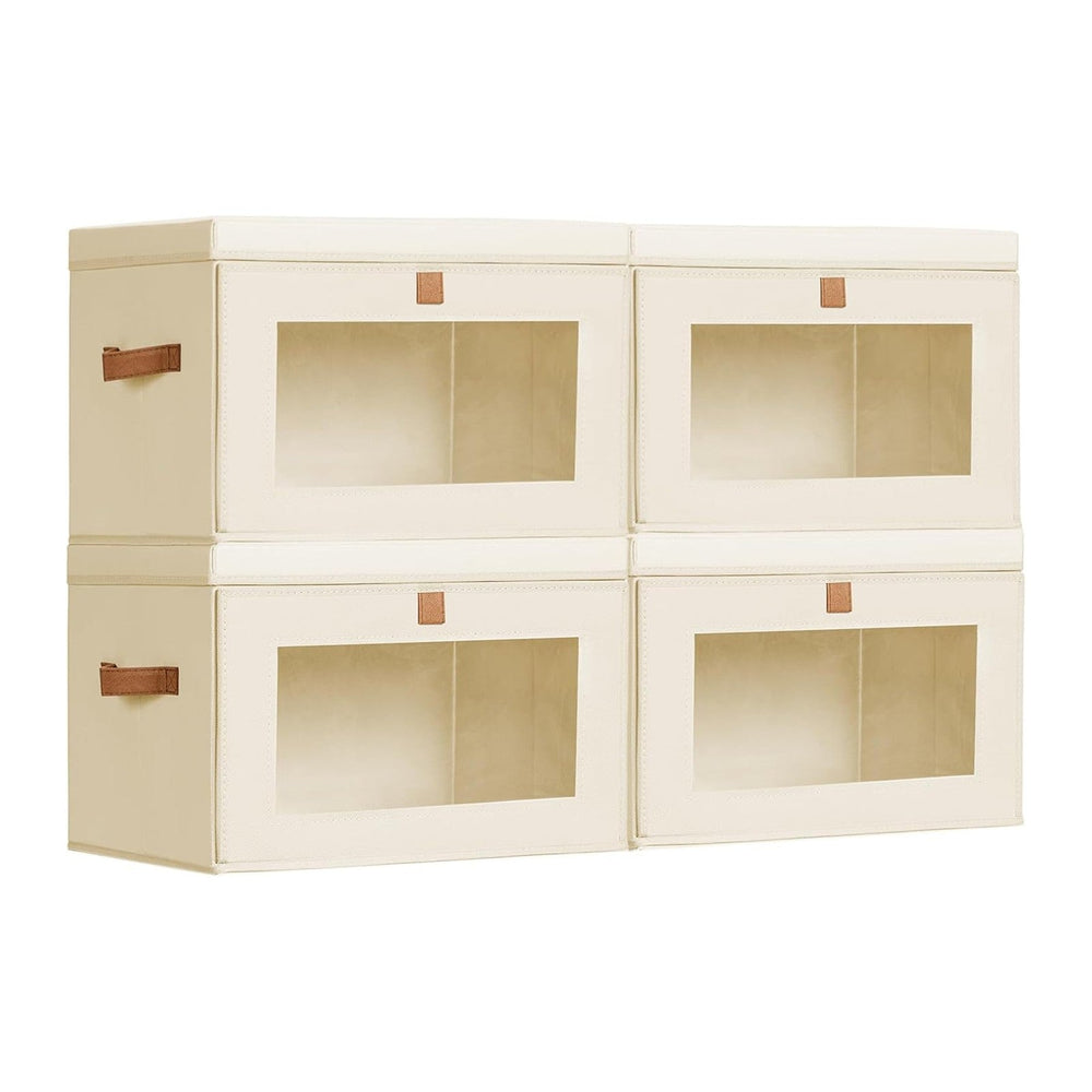 Homsorout Storage Bins with Lids - Front Opening Storage Box with Clear Windo...