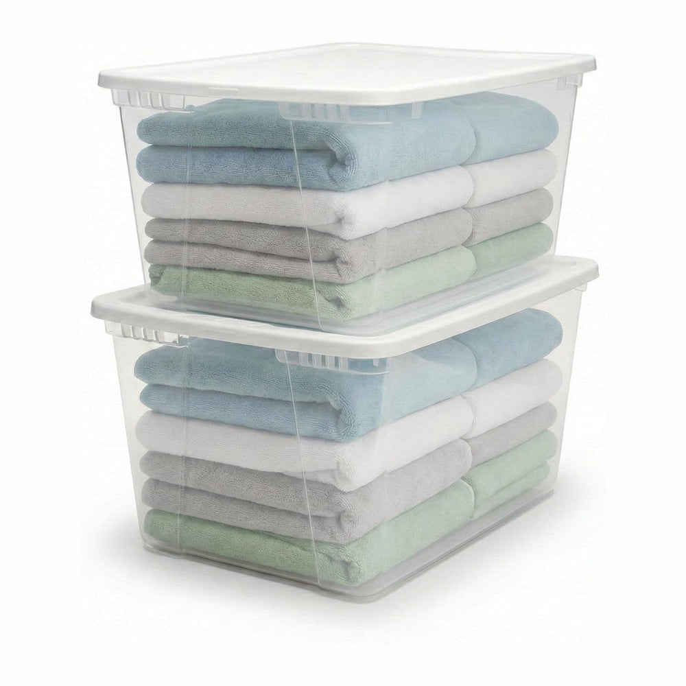 HOMZ Snaplock, Large Clear Plastic Storage Organizer Bins w/Lids, 2 Pack