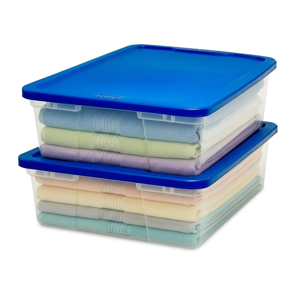HOMZ Snaplock, Small Clear Plastic Storage Organizer Bins with Lids, 2 Pack