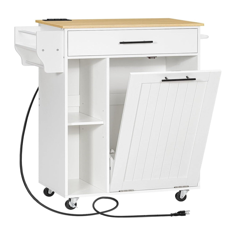 HOOBRO Kitchen Island with Trash Can Storage, Rolling Kitchen Island on Wheel...