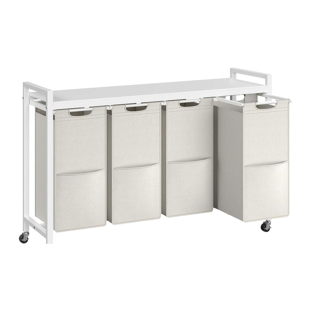 HOOBRO Laundry Sorter 4 Sections, Laundry Hamper with Wheels, 4 × 10.5 Gal (4...