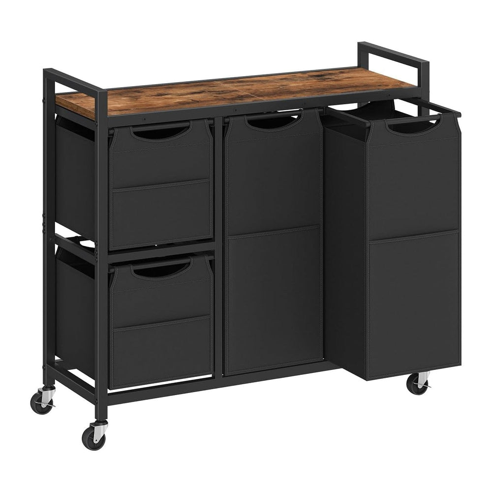 HOOBRO Laundry Sorter with 4 Section, 34 Gal. (127 L) Laundry Hamper with Whe...