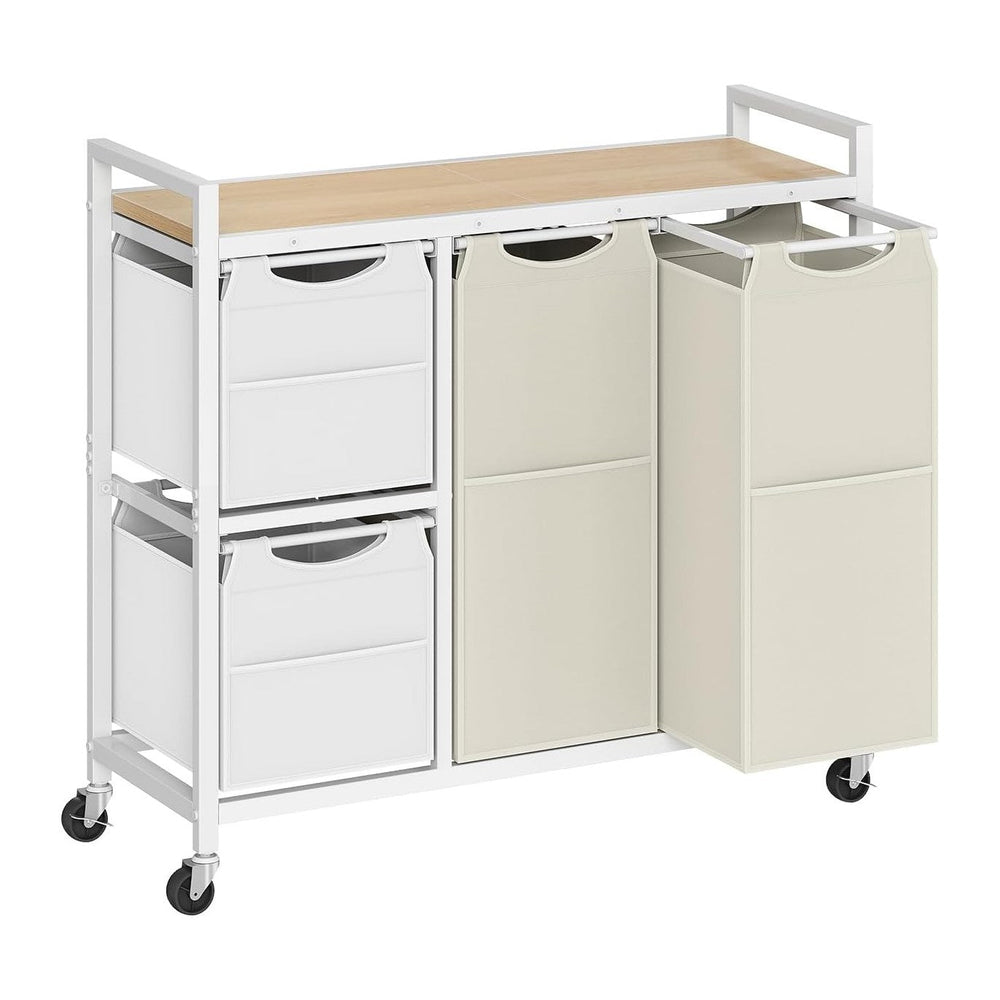 HOOBRO Laundry Sorter with 4 Section, 34 Gal. (127 L) Laundry Hamper with Whe...