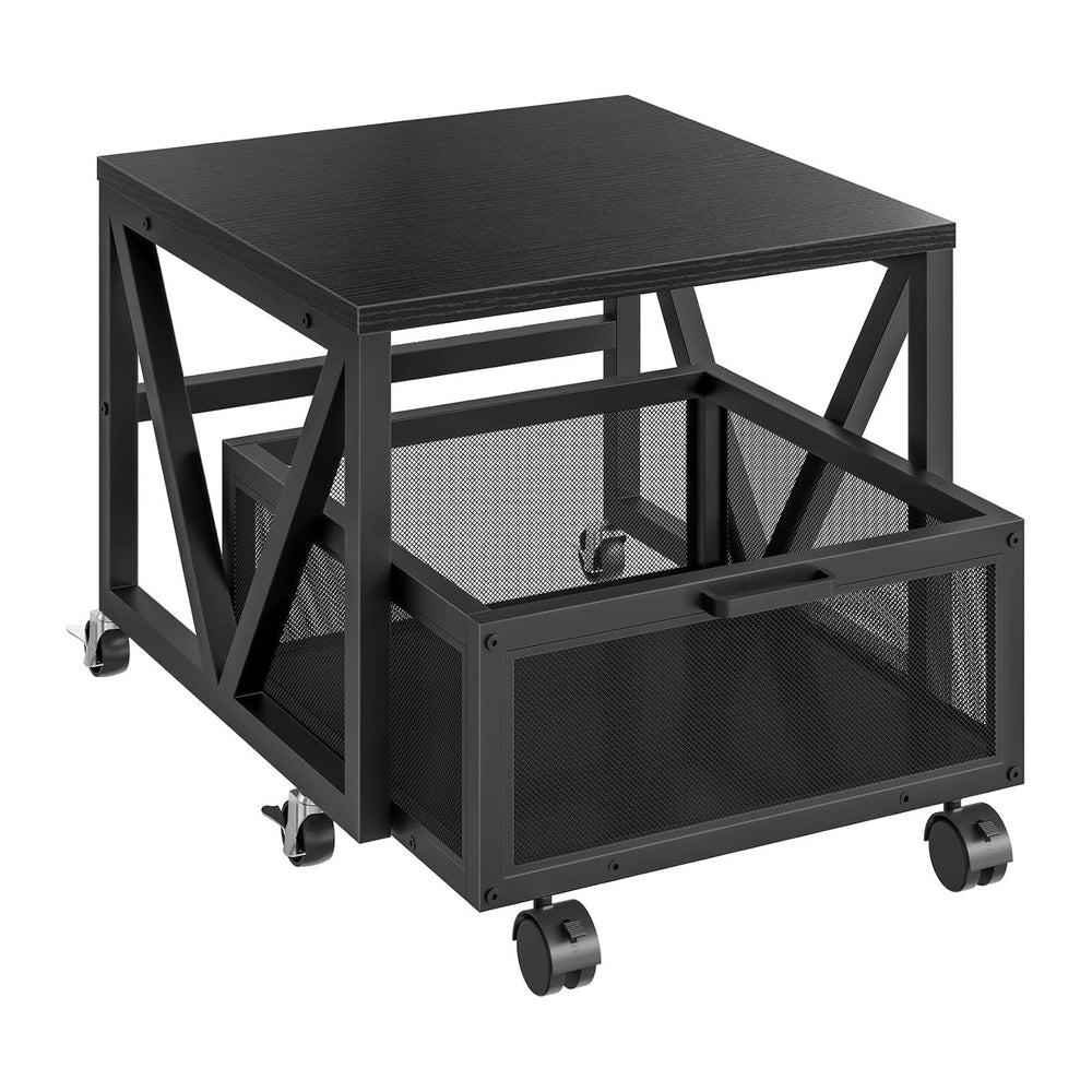 HOOBRO Mini Fridge Stand with Movable Storage Basket, Mini Fridge Cabinet wit...