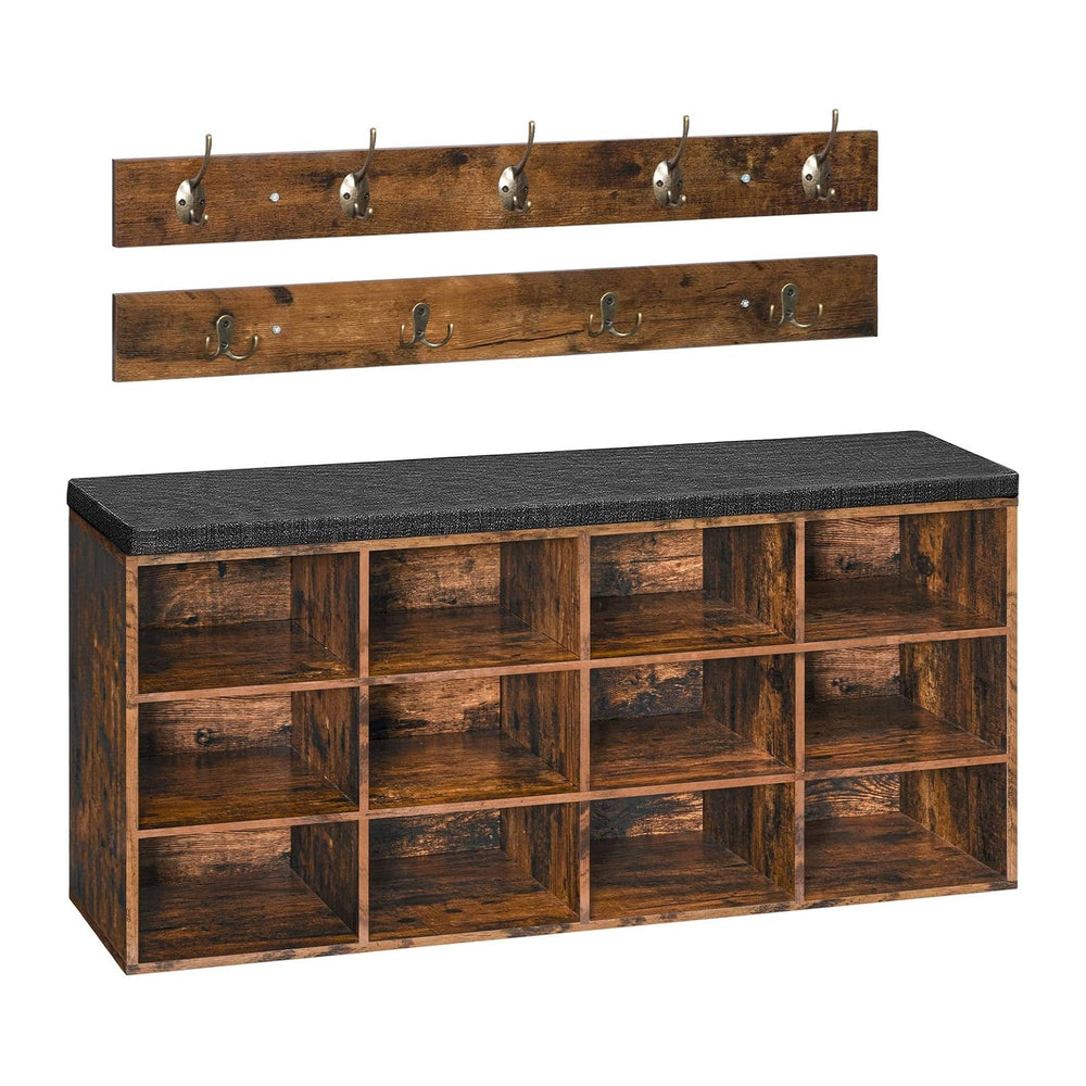 HOOBRO Shoe Storage Bench with Cushion, 39.4" L Entryway Bench with 12 C...