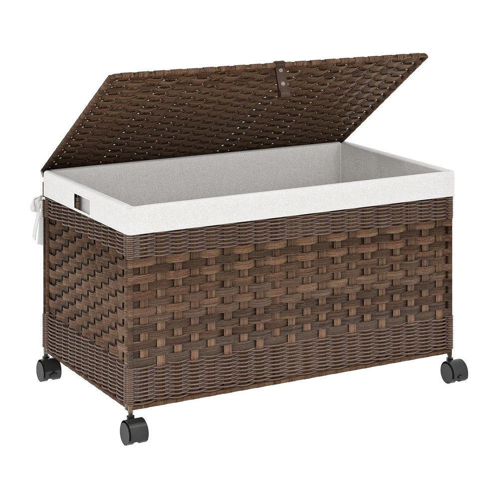 HOOBRO Storage Basket with Lid, 42.3 Gallon (160 L) Woven Storage Bin with Wh...