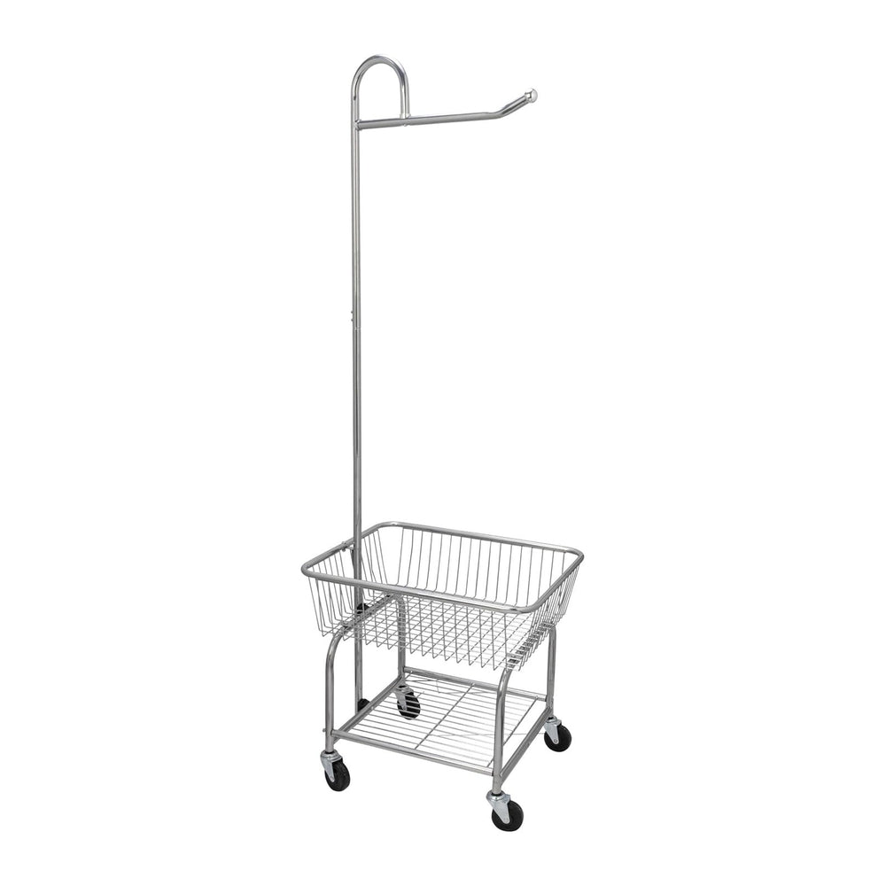 Household Essentials 6028-1 Rolling Laundry Cart with Hanging Bar - Chrome Fi...