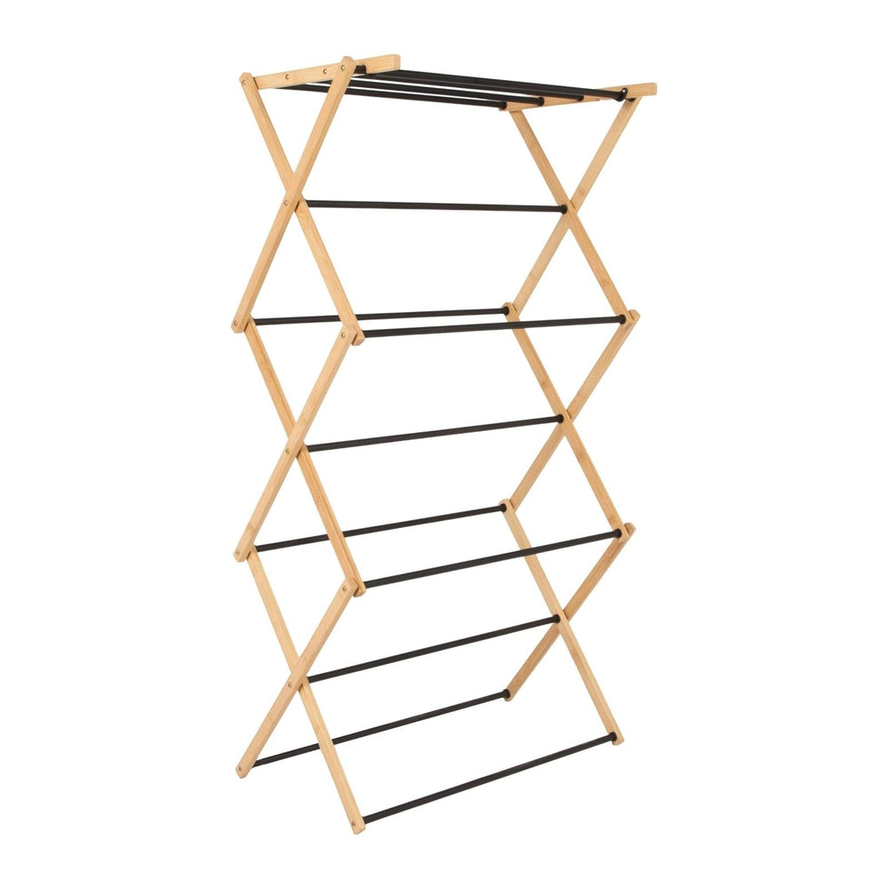 Household Essentials Bamboo Folding Clothes Drying Rack, Compact Upscale Laun...
