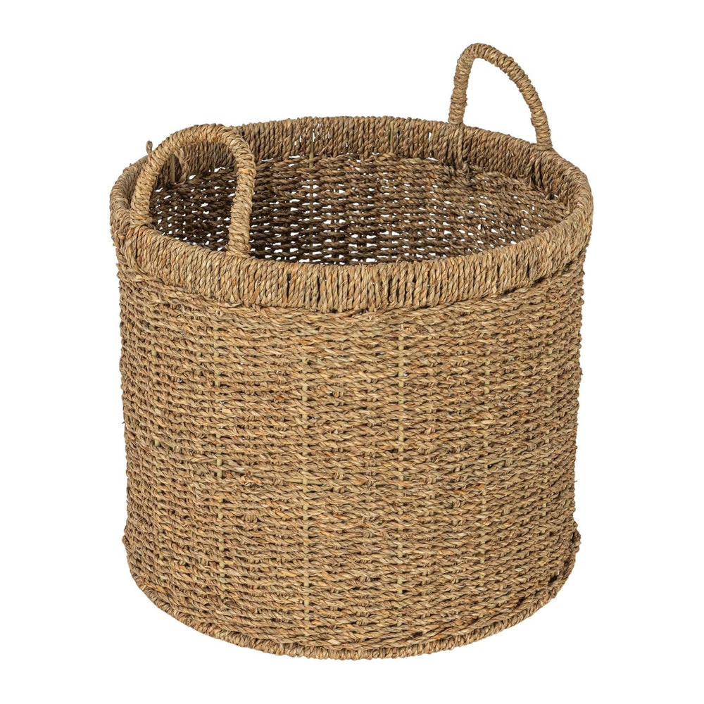 Household Essentials Round Seagrass Basket with Handles, Natural