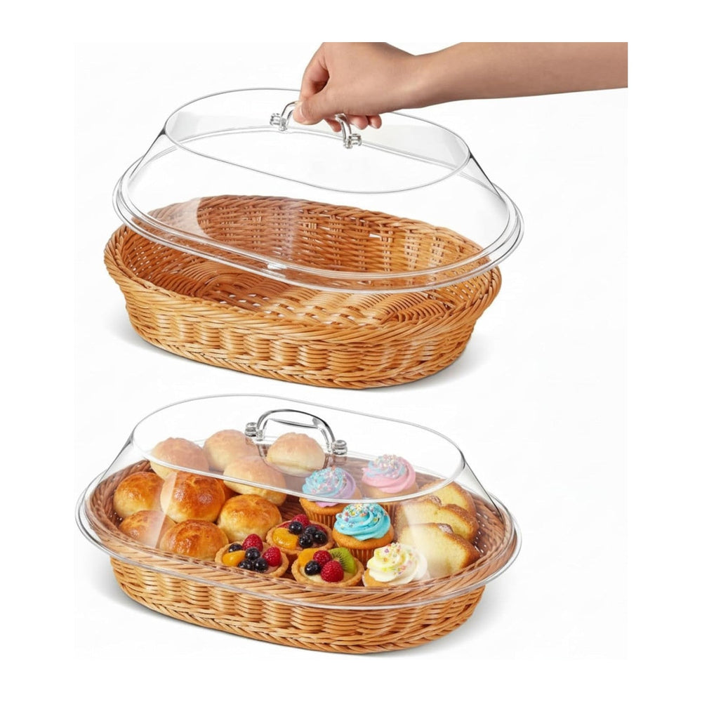 Hushee 2 Set Bread Basket with Lid,15.75 x 11.81 Inch