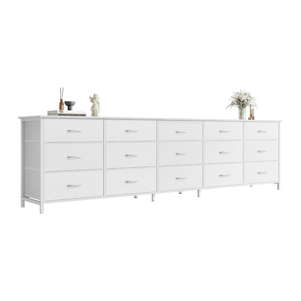 Huuger 78.7 inch Long Dresser for Bedroom, 15 Drawer Fabric Dresser for Close...
