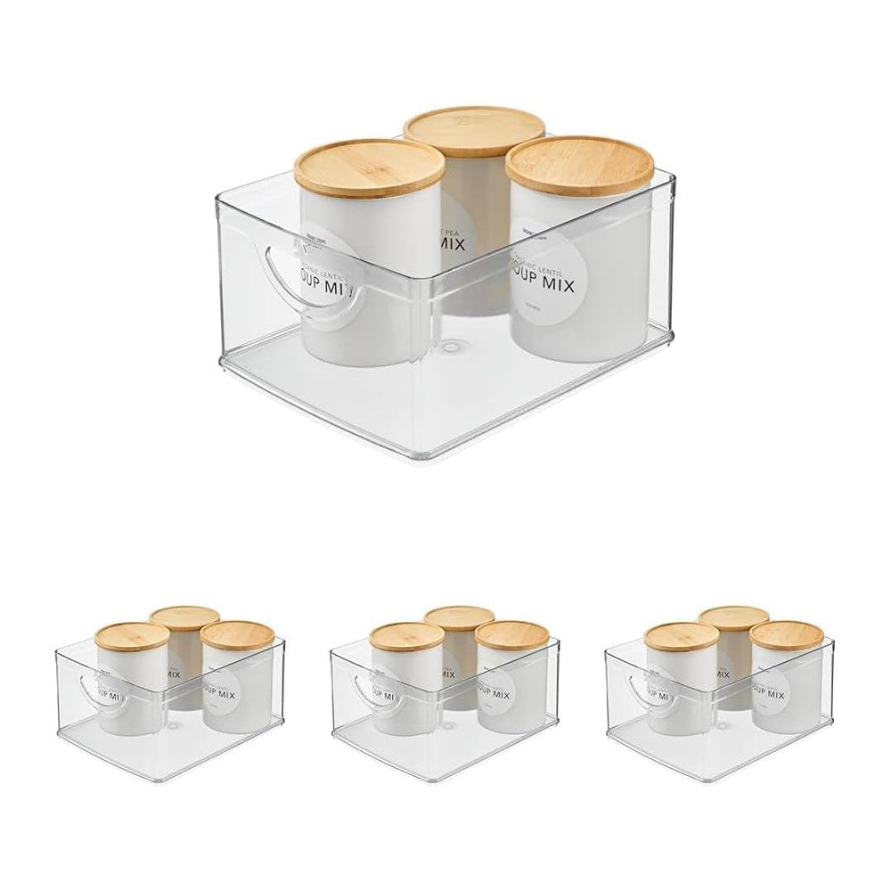 iDesign Plastic Stackable Kitchen Cabinet Storage Bin with Handles - Clear Pa...
