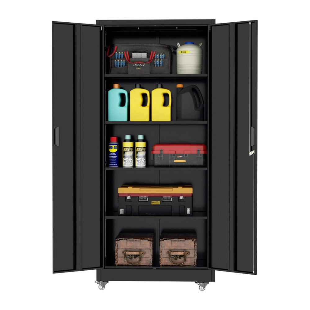 INTERGREAT Metal Storage Cabinet with Wheels, 72" Garage Storage Cabinet...