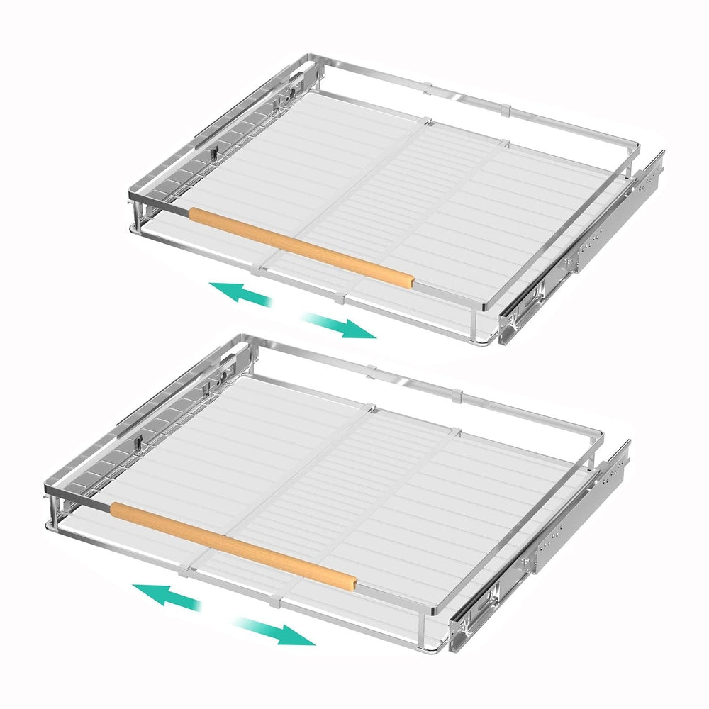 iPEGTOP 2 Pack Pull Out Cabinet Drawer Shelf Organizer, Extendable Sliding Sl...