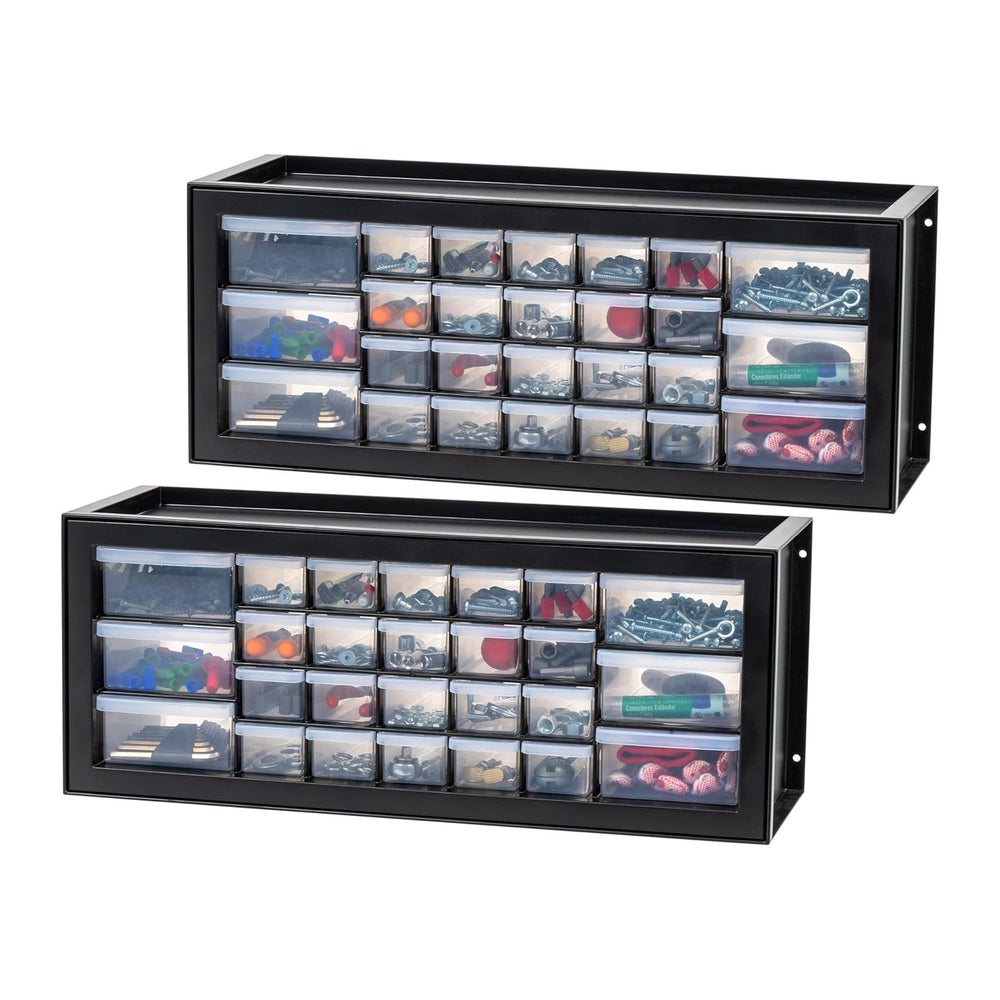 IRIS USA 26-Drawer Teacher Toolbox, 2 Pack, Craft Storage Drawers, Black