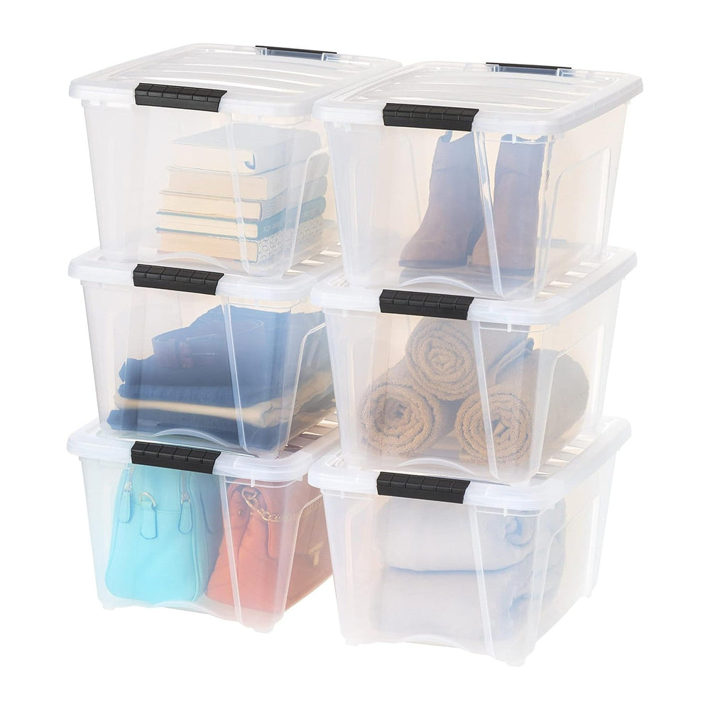 IRIS USA 32 Qt Stackable Plastic Storage Bins (6-Pack)