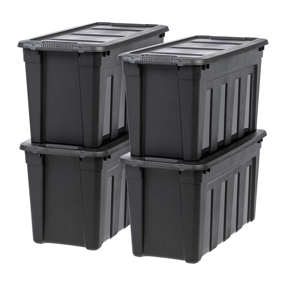 IRIS USA 4-Pack 31 Gal Heavy Duty Storage Totes with Lids, Black