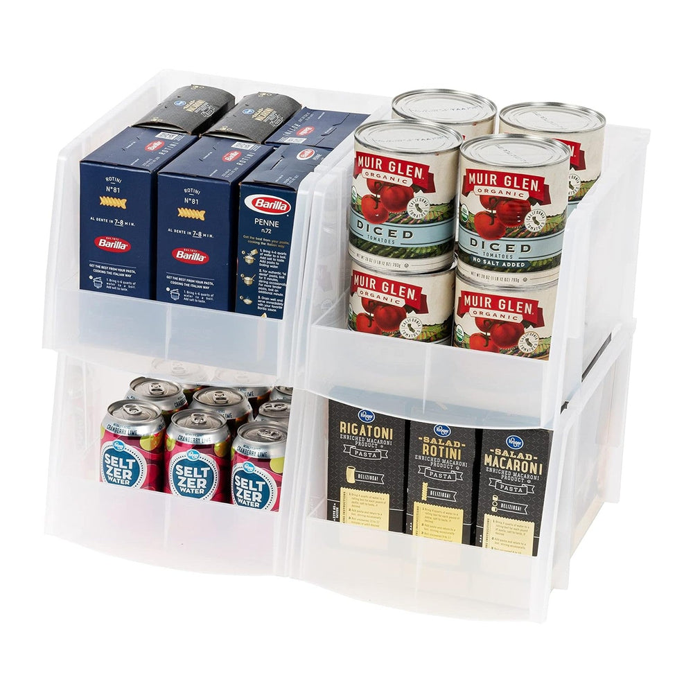 IRIS USA 4-Pack, X Large Plastic Stackable Storage Bin Organizer, Clear