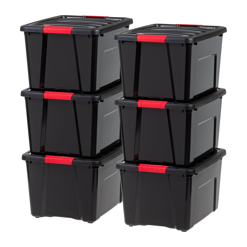 IRIS USA 6-Pack 40 Quart Storage Bins with Lids, Black