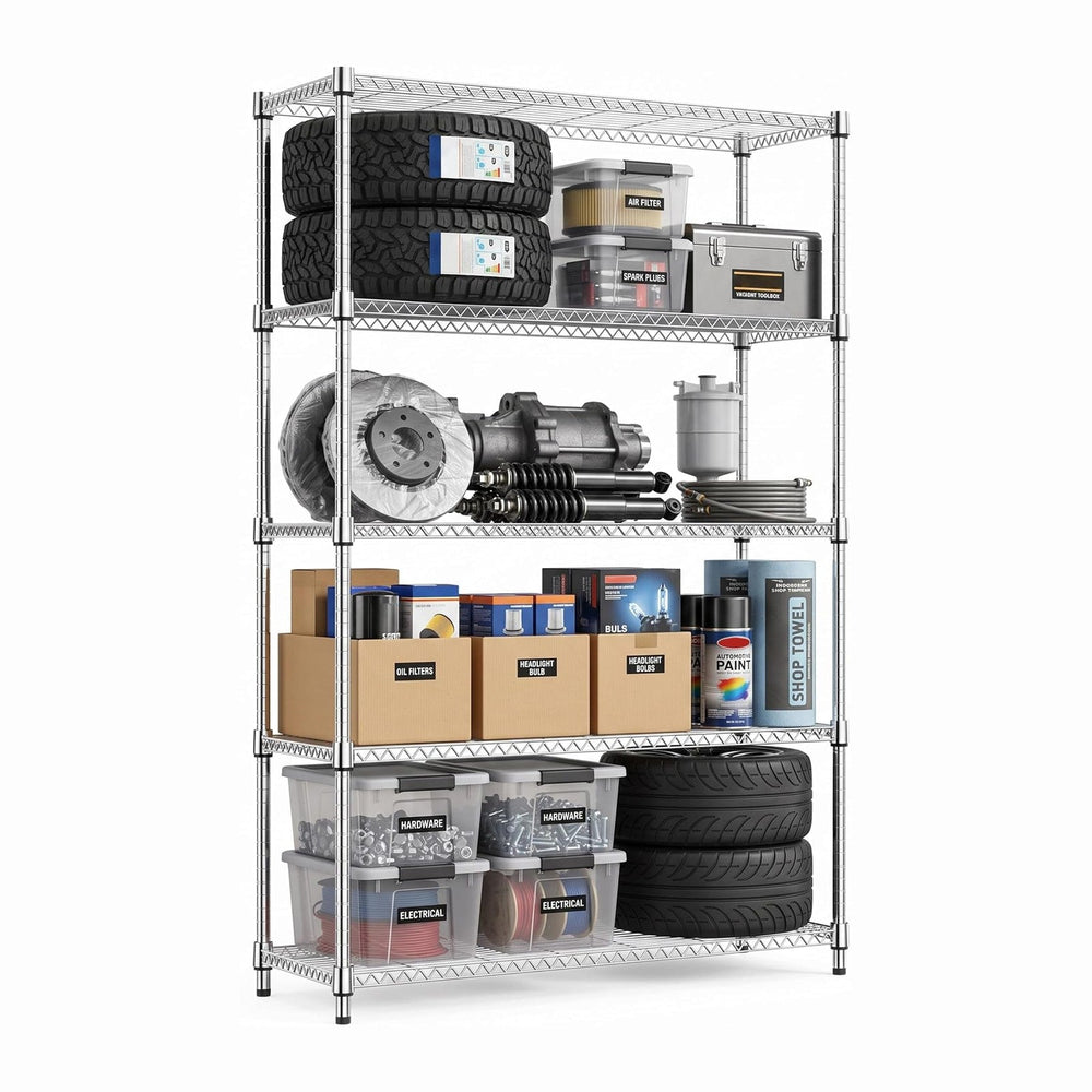 IZEUK 5-Tier Garage Shelving Unit, Heavy Duty Metal Wire Shelving