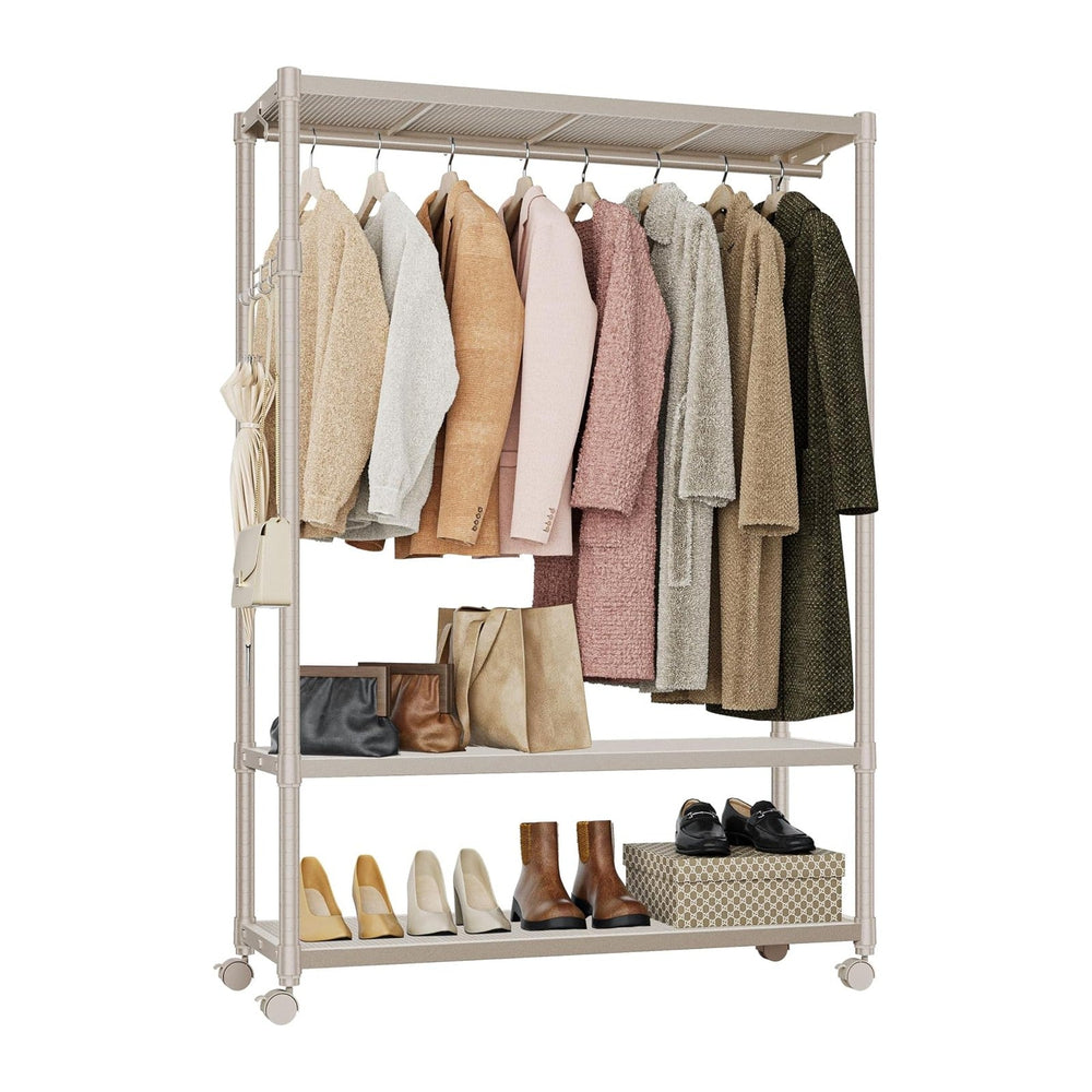 IZEUK Heavy Duty Rolling Garment Rack Wire Clothes Rack