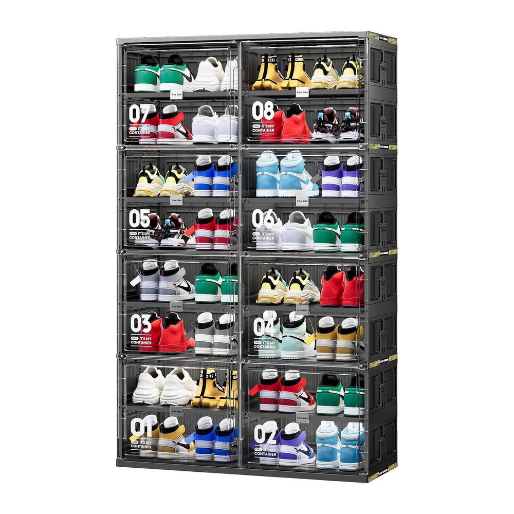 JEKO&JEKO 8-Tier Foldable Shoe Storage Cabinet, Double-Column Large Shoe ...