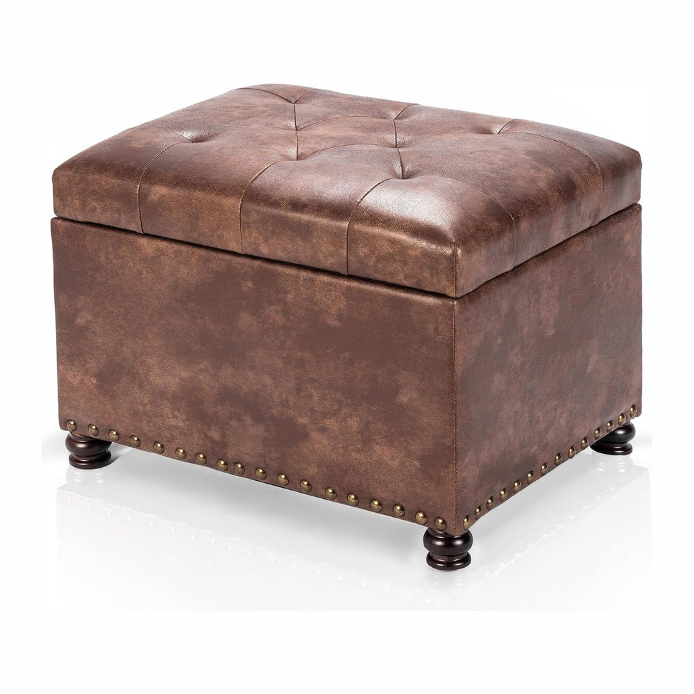 Joveco Leather Storage Ottoman, Foot Rest Stool