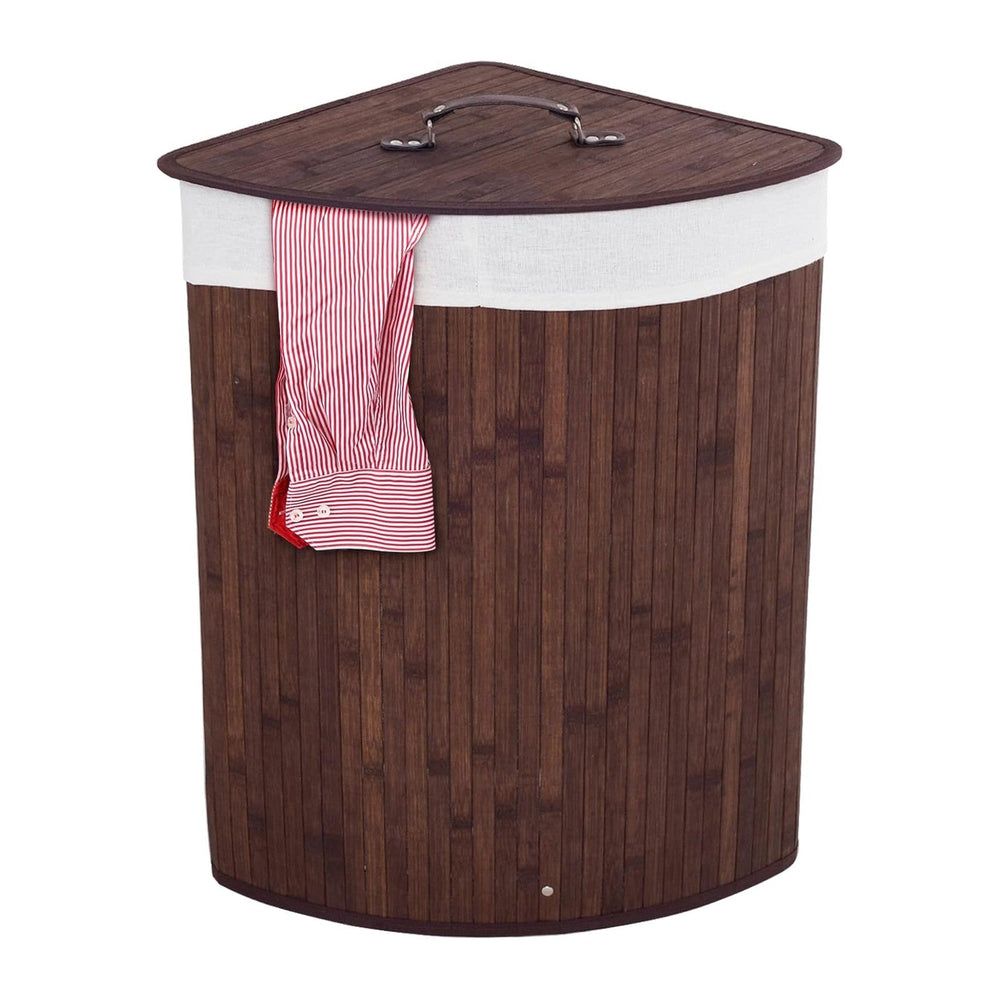 Julimoon Bamboo Laundry Hamper With Lid, Removable Liner and Handle - Clothes...