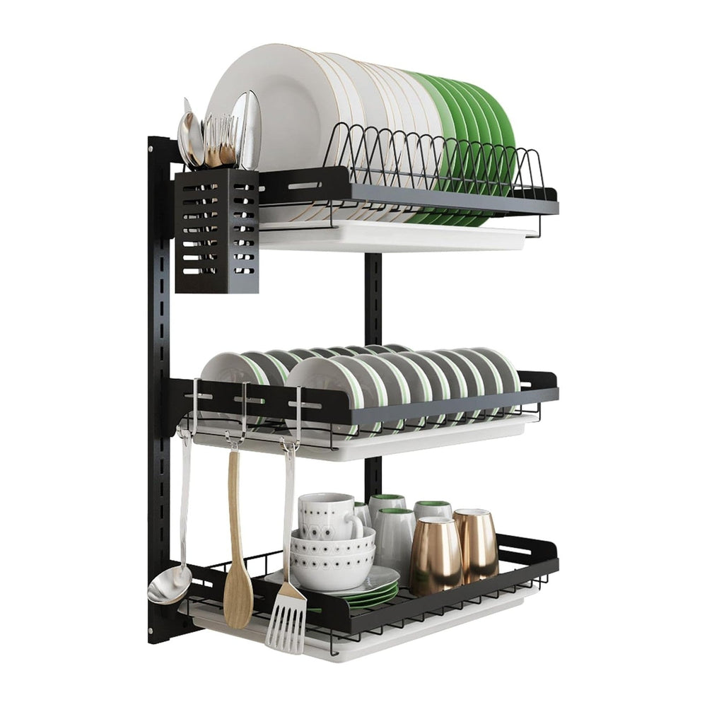 junyuan Hanging Dish Drying Rack Wall Mount,Dish Racks Drainer,3 Tier Kitchen...