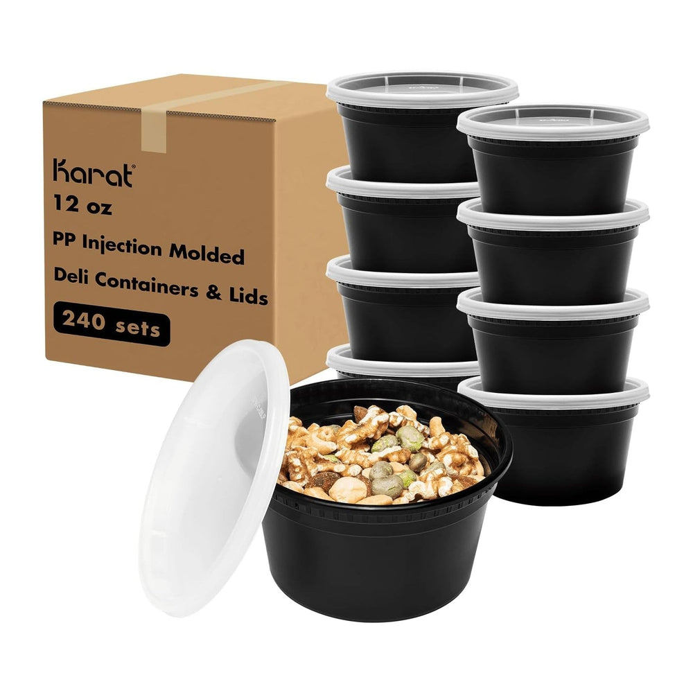 Karat [12oz - 240 ct Black PP Injection Molded Round Deli Containers