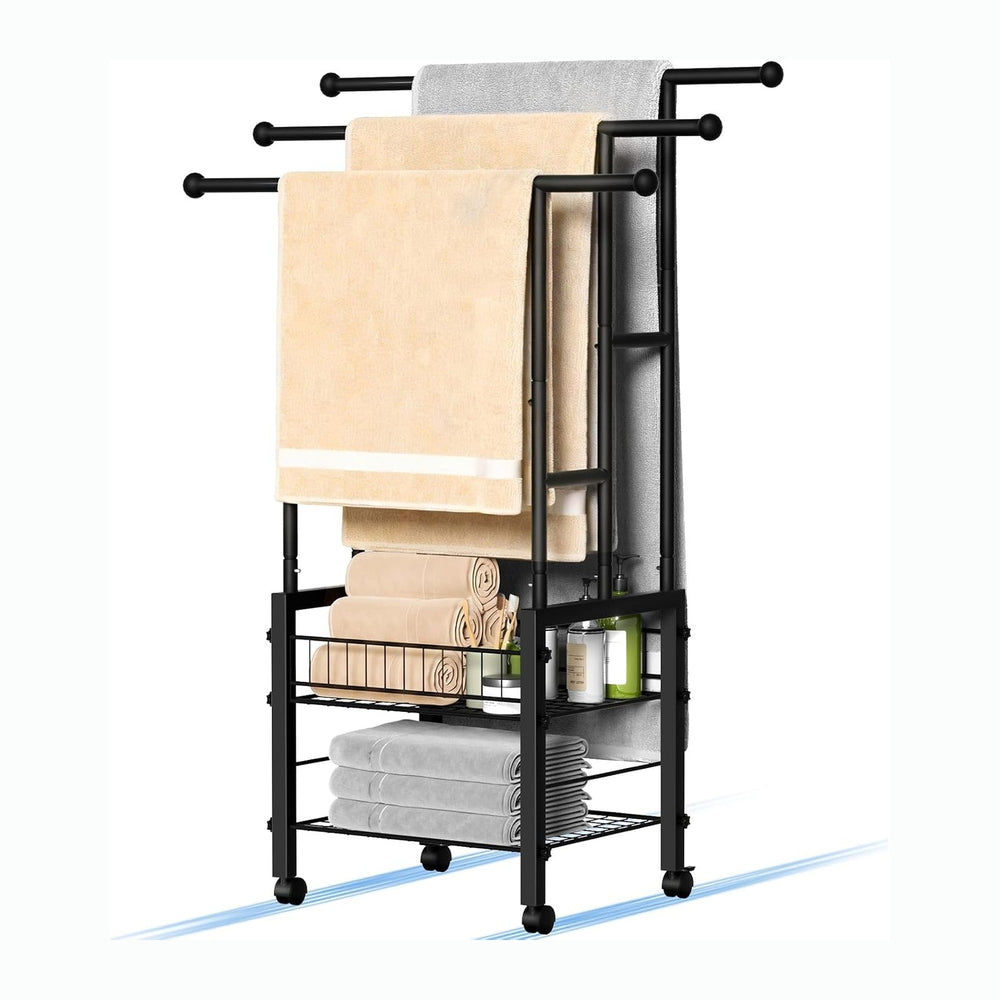 Kayfia 42.7'' Standing 3 Tier Alloy Steel Towel Rack with Basket &amp...