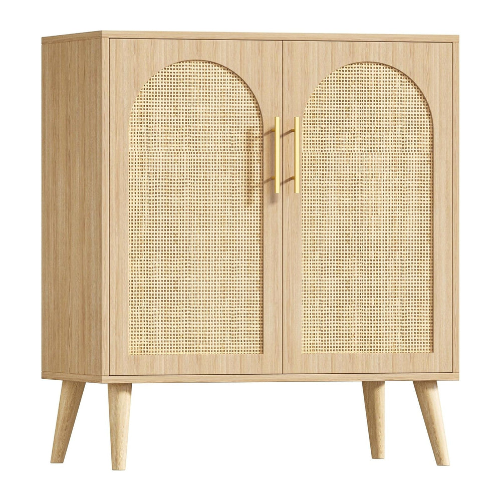 Keehusux 15.7" D Rattan Storage Cabinet with 2 Doors & Adjustable Shelf