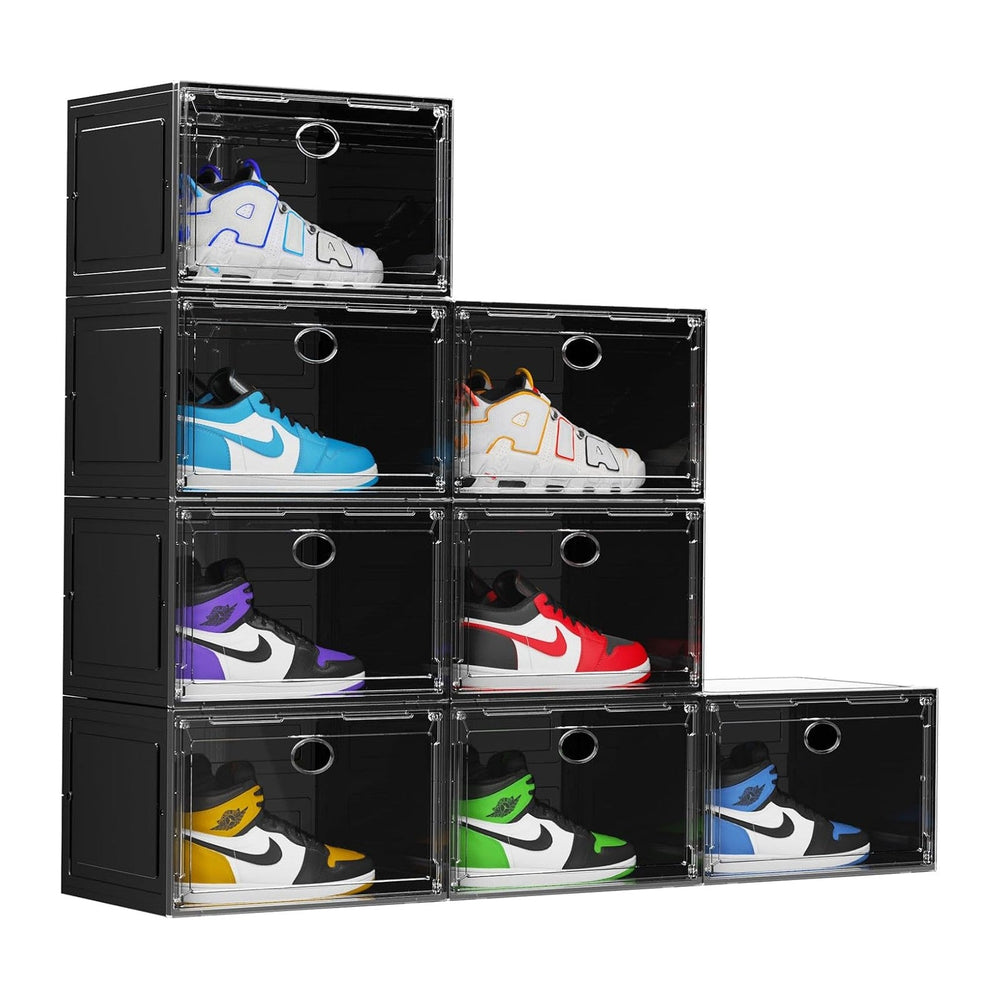 KEFA XL Shoe Storage Box, 8 PACK Shoe Boxes Clear Plastc Stackable Organizer,...