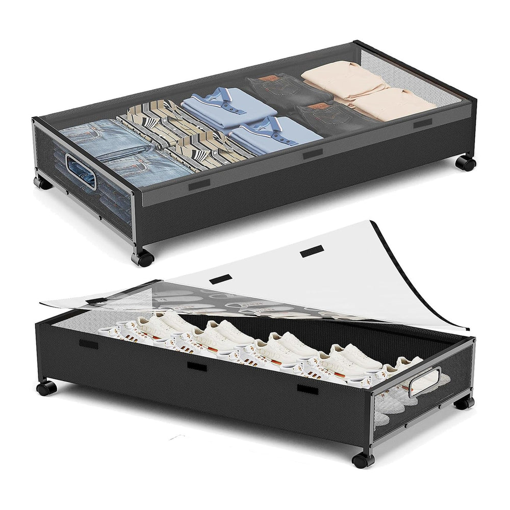 KITHELP Under Bed Storage with Wheels,2 Pack Under Bed Shoe Storage, Under th...