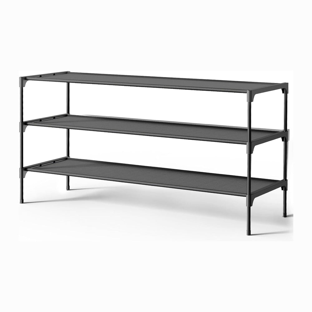 Kitsure Shoe Rack - Non-Woven Shoe Rack Shelf, 36.2" Wide - 3 Tier, Black