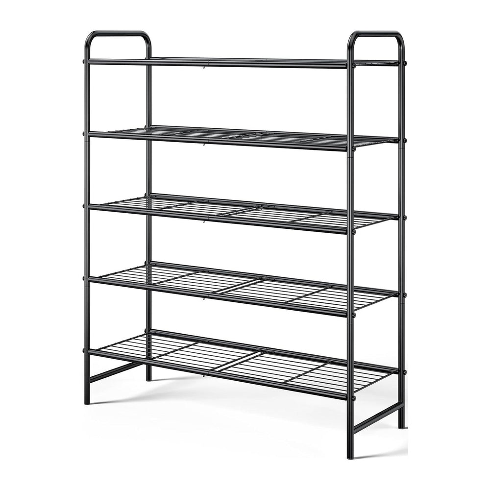 Kitsure Stainless Steel Shoe Rack Organizer, 25.6" Wide - 5 Tier, Black
