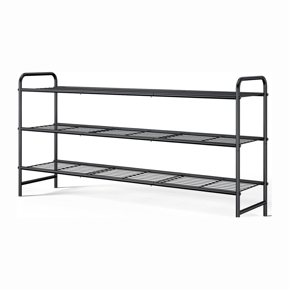 Kitsure Stainless Steel Shoe Rack Organizer, 37.3" Wide - 3 Tier, Black