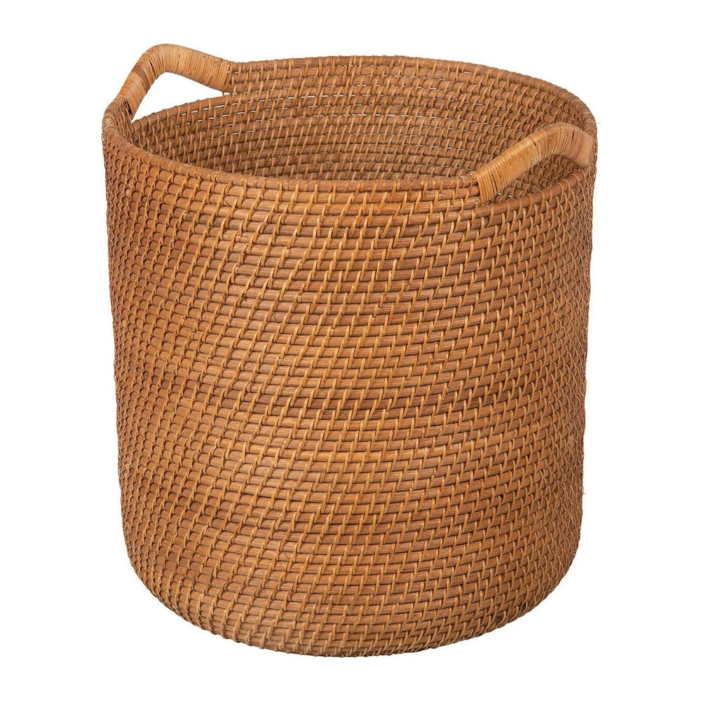 KOUBOO Laguna Round Rattan Storage Basket, Ear Handles, Large, Honey Brown