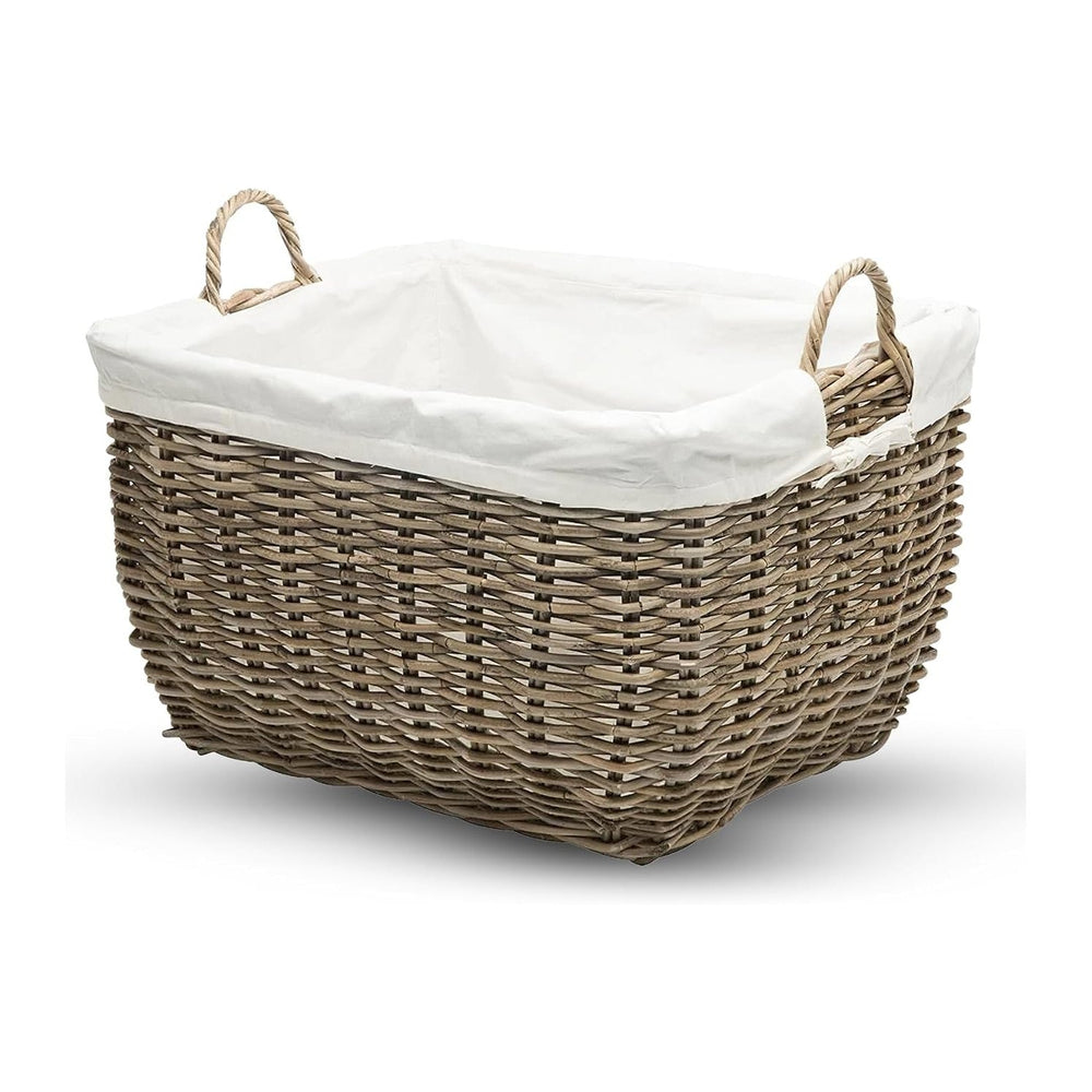 KOUBOO Rectangular Rattan Laundry Basket with Removable Liner, Gray Brown