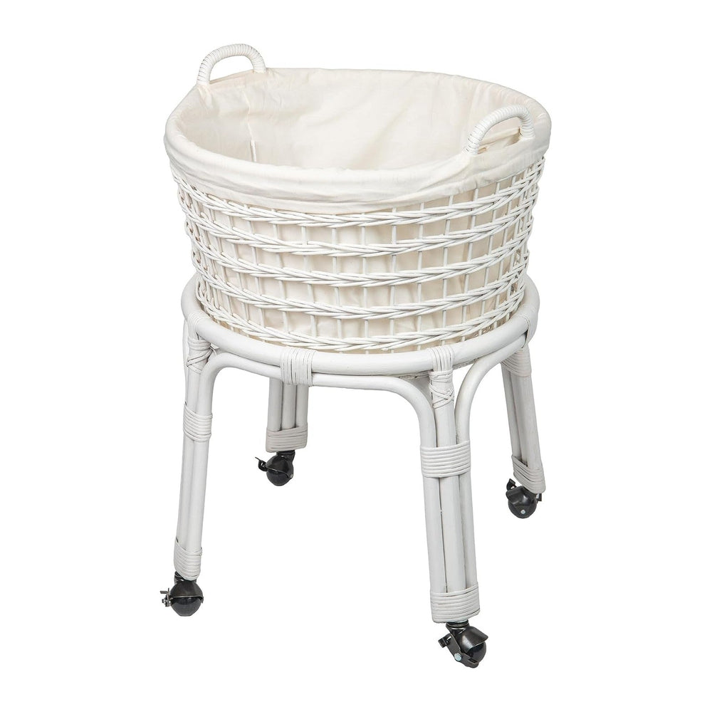 KOUBOO Rolling Wicker Laundry Basket, Handwoven Wicker Hamper with Removable ...