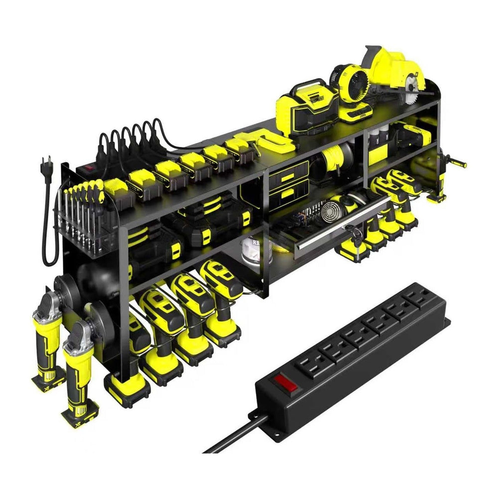 KSVO Large Power Tool Organizer Wall Mount with Locking Drawers, Black