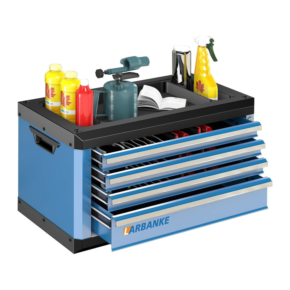 LARBANKE Portable 4-Drawer Tool Chest with Lock & Keys,Tool Box with Handle