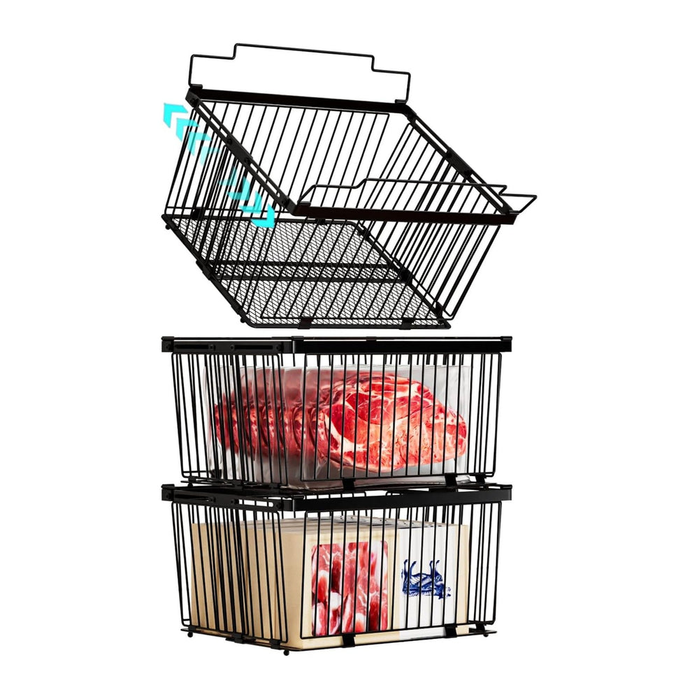 Large Freezer Organizer Bins for 5 to 9 Cu.Ft,Leak-Proof Bottom，3 Pack