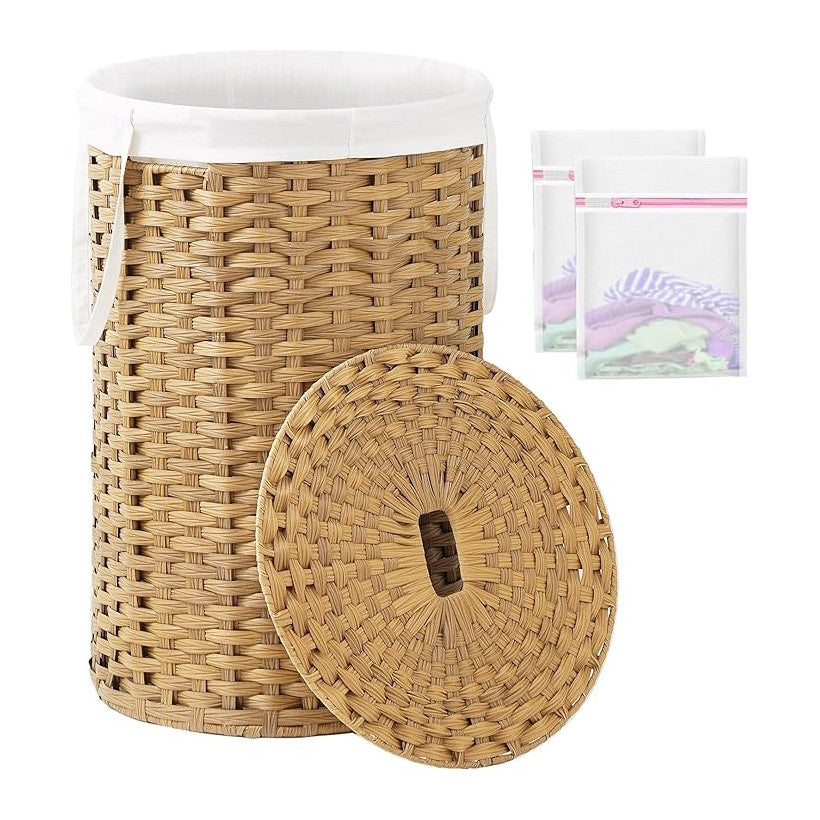 Large Laundry Hamper Laundry Basket Round 34.3 Gal Handwoven Wicker Laundry