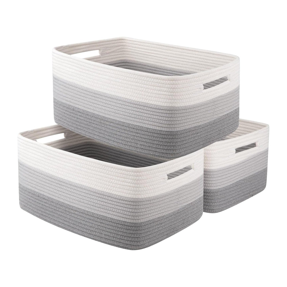 Large Storage Basket for Organizing, Woven Rope Basket for Shelves, Closet (3...