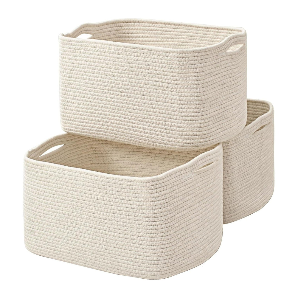Large Storage Baskets for Organizing Shelves, Woven Cotton Rope Bins for Baby...