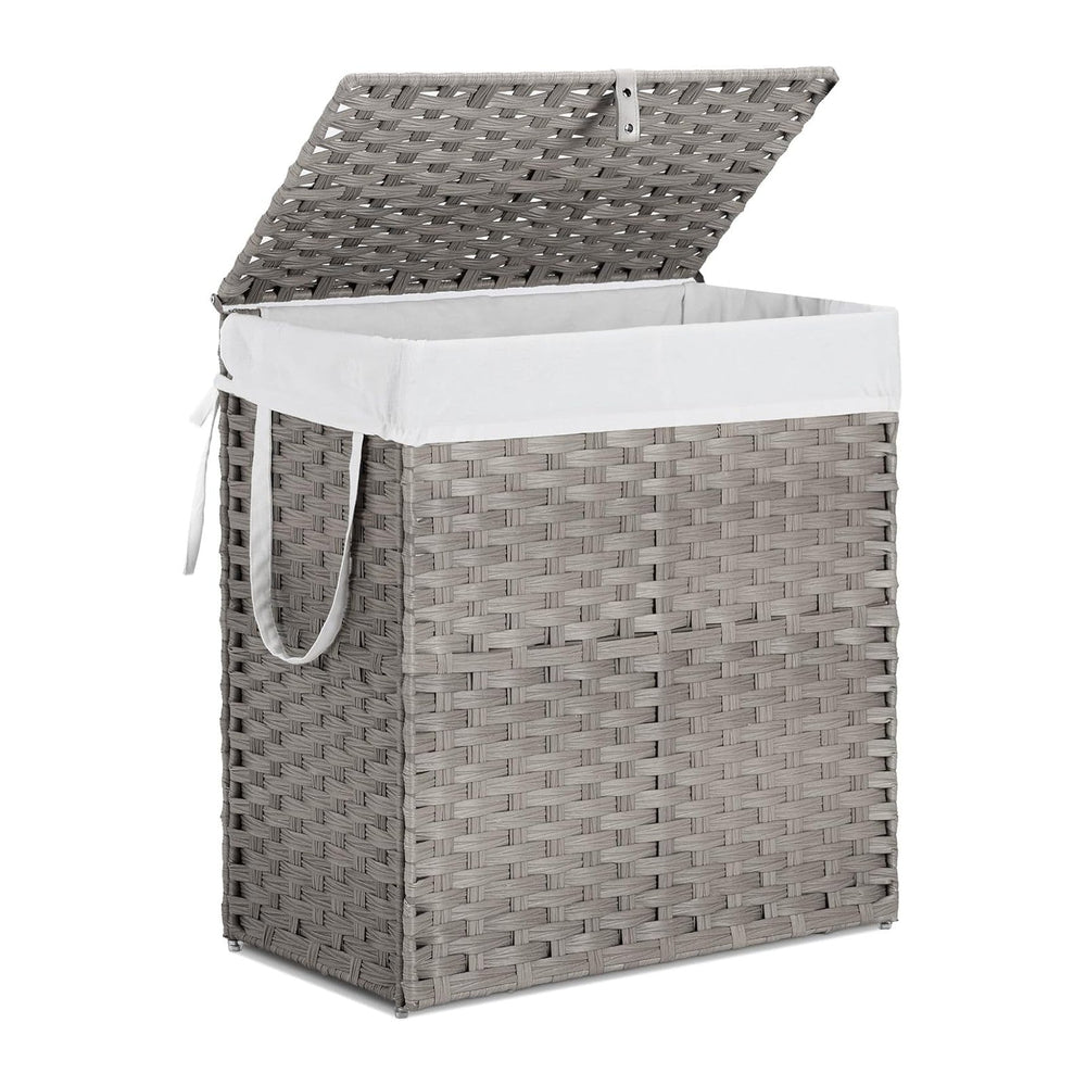 Laundry Basket with Lid, 110 L Large Capacity Hamper, Rattan Laundry Basket w...