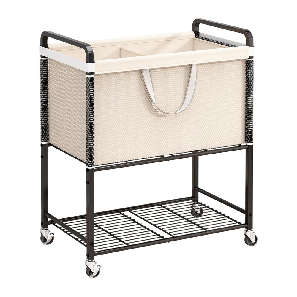 Laundry Hamper Rolling Sorter: 120L Large Basket with Wheels Removable Bag