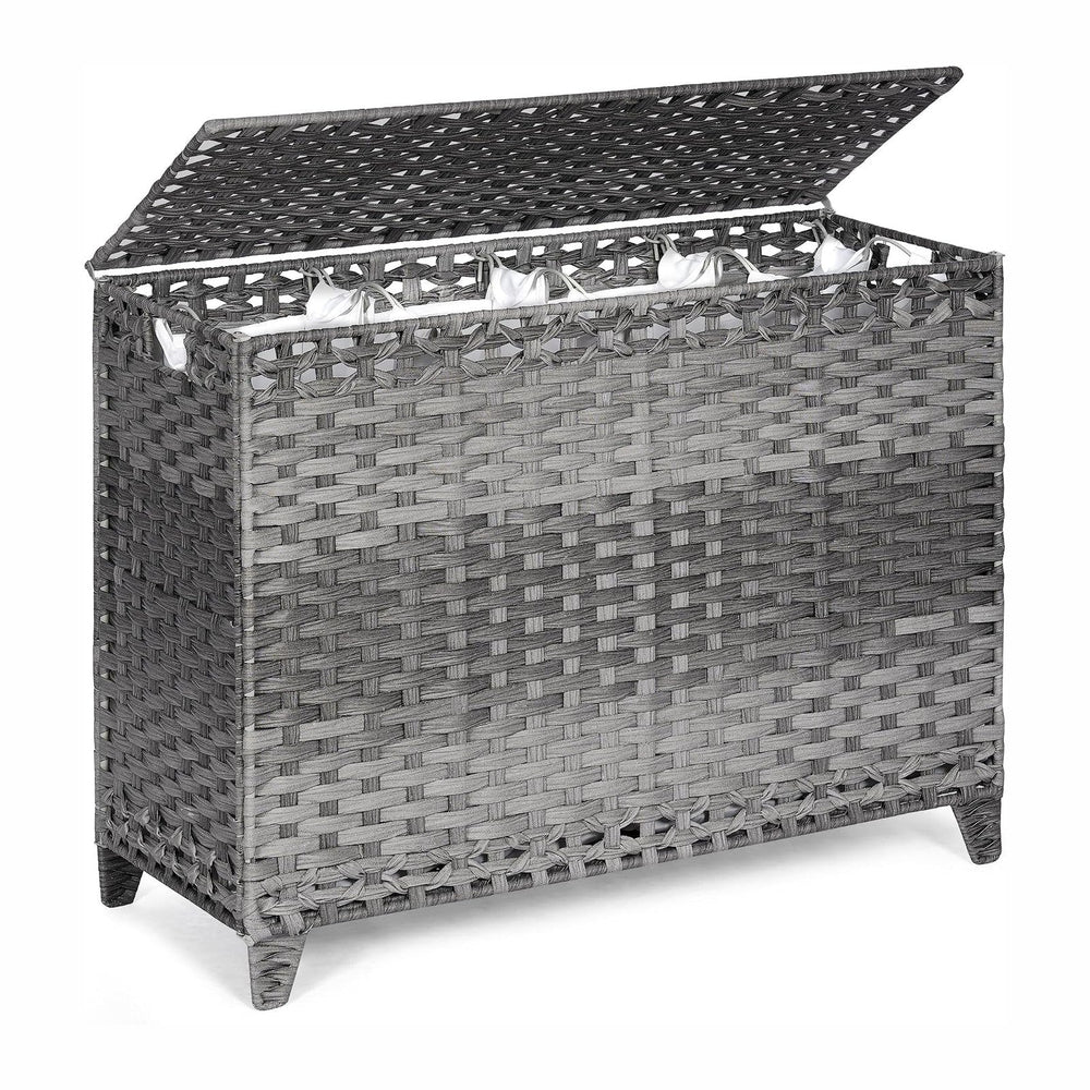 Laundry Hamper with 4 Removable Liner Bags; 176L Handwoven Rattan Laundry